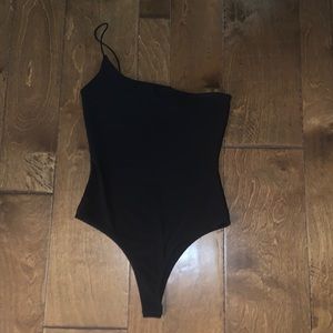 Black One Shoulder Bodysuit